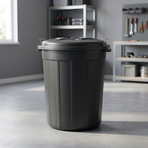 Modern 70 Liter Durable Eco-Friendly Round Plastic Standing Trash <b>Bin</b> for Kitchen Use Black Color - Product Image 3