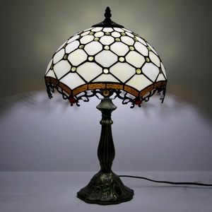 LongHuiJing 12-Inch Handmade for Style Dome AC Powered Table Lamp Simple Flexible Stained Glass Shade Elegant Home Decor - Product Image 1