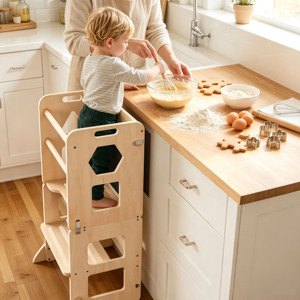Torre de Cocina Plegable Ecológica para Niños Pequeños, Taburete Infantil 3 en 1, Torre de Aprendizaje Multifuncional con Diseño Antivuelco - Product Image 2