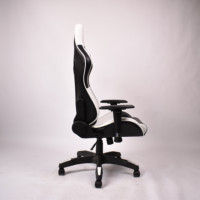 Chaise de bureau pivotante ergonomique en cuir noir et blanc, style course, grande taille, pour gaming
