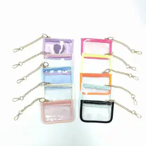 2023 New Keychain Small Wallet Card Plastic Coin Purses Holder Square Pouch With Zipper Transparent Mini Clear Pvc Coin Purse