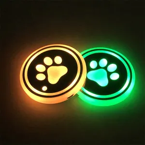 Auto Accessoires Led Fles Cup Mat Intelligente Lichtgevende Water Coaster Rgb 7 Kleuren Gloeiende Beker Pad Auto Verlichting