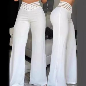 <span class=keywords><strong>Pantalon</strong></span> décontracté taille haute ajouré pour <span class=keywords><strong>femme</strong></span>, coupe droite et ample, jambe large, collection été 2026 - Product Image 1