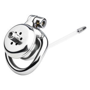 FRRK-279 Dispositivo de Castidad Metálico, Jaula para Pene con Catéter, Venta al por Mayor, Jaula de Castidad Plana, Fábrica, BDSM, Piercing de Glande - Product Image 1