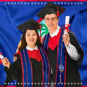 Étole de graduation à double drapeau national avec cordons d'honneur, cadeau de <span class=keywords><strong>première</strong></span> génération pour les étudiants internationaux - Product Image 6