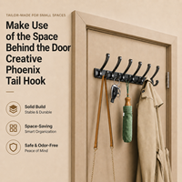 Porte-manteau mural multifonctionnel carré à un seul niveau, sans perçage, design détachable, pour salle de bain, avec crochets robustes à forte capacité de charge