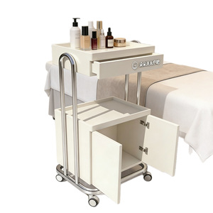 Chariot de Salon avec Cadre Doré, Chariot de Rangement en Plastique à 4 Roues pour Produits de Beauté, Déplacement Facile, Design Contemporain - Product Image 6
