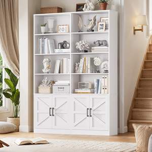 Bibliothèque blanche <span class=keywords><strong>avec</strong></span> étagères ouvertes modernes sur pied et armoire de rangement pour salon, bureau à domicile, bibliothèque - Product Image 2