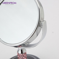 Miroir de courtoisie pour hôtel de bureau, miroir de courtoisie double face en strass de 3 pouces avec diamants brillants