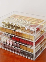 Boîte de rangement pour rouge à lèvres et fards à paupières en acrylique, faite à la main, multi-couches, anti-poussière, pour le bureau à domicile