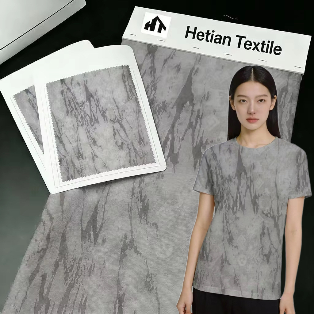 190G Double-sided Knitted Printed Fabric Composed of Cotton Polyester Spandex Breathable & Wrinkle Resistant Medium Weight