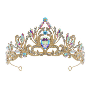 Les nouvelles couronnes de la mode européenne et américaine classique et rétro en alliage strass couronne femmes tempérament élégant accessoire de cheveux - Product Image 2