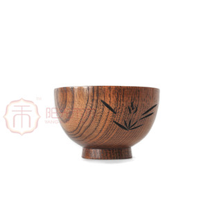 Tazón de madera de estilo japonés con forma cónica y diseño de flores para niños, tazón para arroz y sopa, origen Xianyou - Product Image 2
