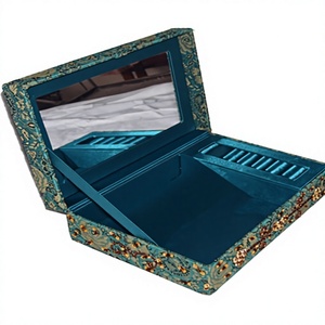 Handmade <b>Rectangular</b> Embroidered Box Cotton Fabric Floral Design Home Decoration Accessory - Product Image 2