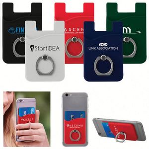 Custom Logo Silicone <b>Phone</b> Wallet Adhesive Card Sleeve <b>Holder</b> with <b>Ring</b> Stand for Business Giveaways - Product Image 3