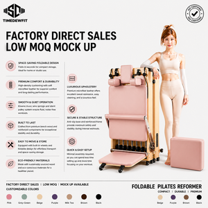 Pilates Factory En gros Machine de Pilates pliable en bois de chêne robuste avec barre de repose-pieds réglable pour la maison et la gym - Product Image 1