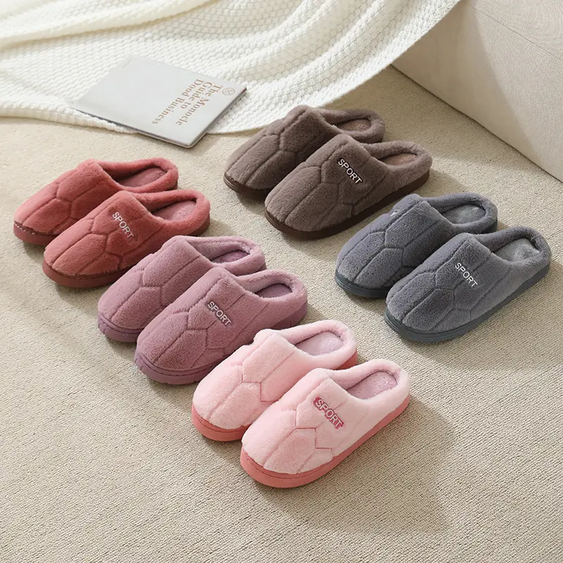 Autumn and winter cotton slippers men's home indoor plush warm couple's home plush slippers women's winter