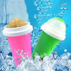 Hot Sell Quick Frozen Siliconen Magic Smoothies Knijp Cup Met Deksel En Stro Modderig Ijs Maker Cup Zomer Ijs Siliconen Cup