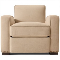 Fauteuil contemporain en peau de mouton avec pieds en bois et dossier à tiges pour salon et salle à manger, taille et couleur personnalisables