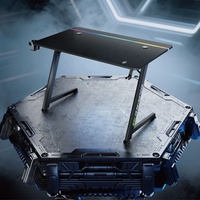 Bureau de jeu avec éclairage rvb GMD16-3 pour ordinateur en forme de Z Pro, table de jeu Best Bureau Gamer avec éclairage rvb sur le bureau