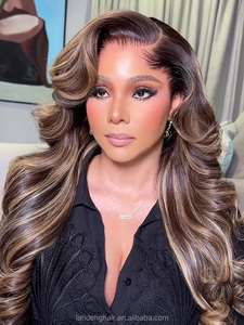 P4/27突出金发天然拉各斯发际线侧部分体波13x6无胶高清蕾丝正面假发黑色女性人发 - Product Image 3