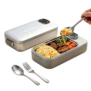 Boîte à lunch chauffante électrique portable rechargeable avec affichage numérique intelligent, en acier inoxydable 304, capacité de 1 litre, pour le bureau et l'extérieur - Product Image 3