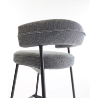 Tabouret de bar fixe de style nordique en tissu écologique méditerranéen, vente chaude, cadre en métal, hauteur comptoir, orange, salon, chambre à coucher