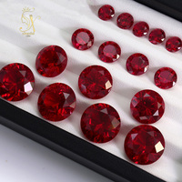 Produit très vendu : rubis de laboratoire de 3 mm à 14 mm pour la fabrication de bijoux, pierre précieuse ronde non montée, rubis rond de couleur sang de pigeon