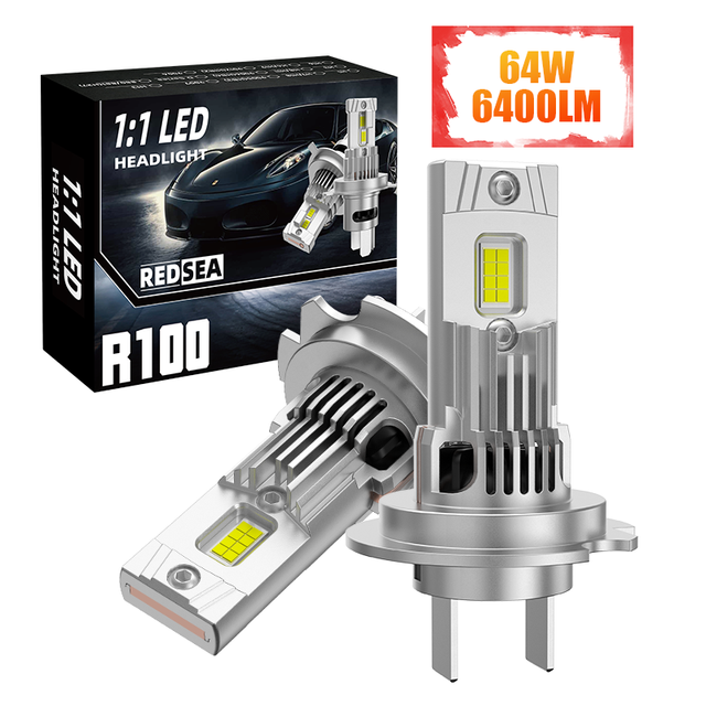 Redsea Plug And Play Led Lights 12V 24V 64W 6400LM H4 Car Headlights H7 9005 H11 9006 H1 Auto Led Headlight Bulbs Car Led Lights