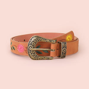 <span class=keywords><strong>Cintura</strong></span> Vintage in similpelle francese di nuova concezione per signore adorabile floreale ricamato con fibbia in lega - Product Image 3