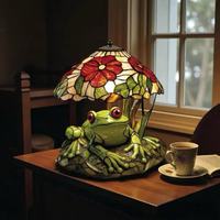 Lampe de table en résine créative en forme de grenouille et de fleur, décoration de bureau à domicile, ornements de chevet, emballage en carton de Chine