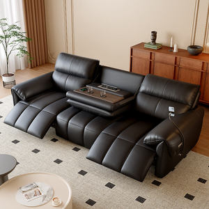 Canapés en <span class=keywords><strong>cuir</strong></span> véritable fonctionnels intelligents en gros, fauteuils inclinables, fonction de massage, cadre en bois massif, ensemble de salon, appartement, hôtel - Product Image 2