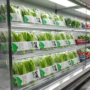Bolsas de BOPP Antivaho Autoadhesivas para Lechuga, Grado Alimenticio, para Envasado de Vegetales, con Orificios de Ventilación Transparentes, Impresión de Logotipo Personalizado - Product Image 1