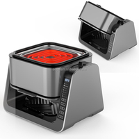 Friteuse à air et grill 2-en-1, friteuse 4L, grill 1.2L, friteuse à air en verre, four électrique sans huile avec poêle supérieure, écran tactile numérique