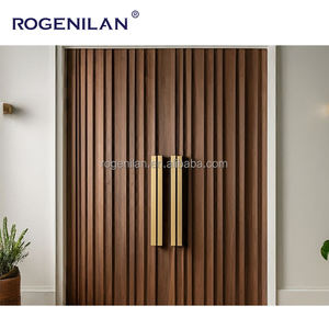 ประตูหน้าอลูมิเนียมแกะสลักลายไม้ 3 มิติ ดีไซน์หรูหรา ลายคลื่น เรียบง่าย สำหรับบ้านวิลล่า - Product Image 2