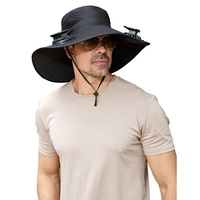 Chapeau de pêcheur pour homme, avec double ventilateur rechargeable à énergie solaire, réglable, couleur unie, protection solaire, pour la randonnée et la pêche en extérieur