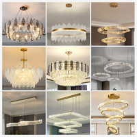 Lampes suspendues en acier rondes et dorées de style nordique pour Villa et salon, design moderne de luxe, grand lustre LED en cristal k9 pour escalier