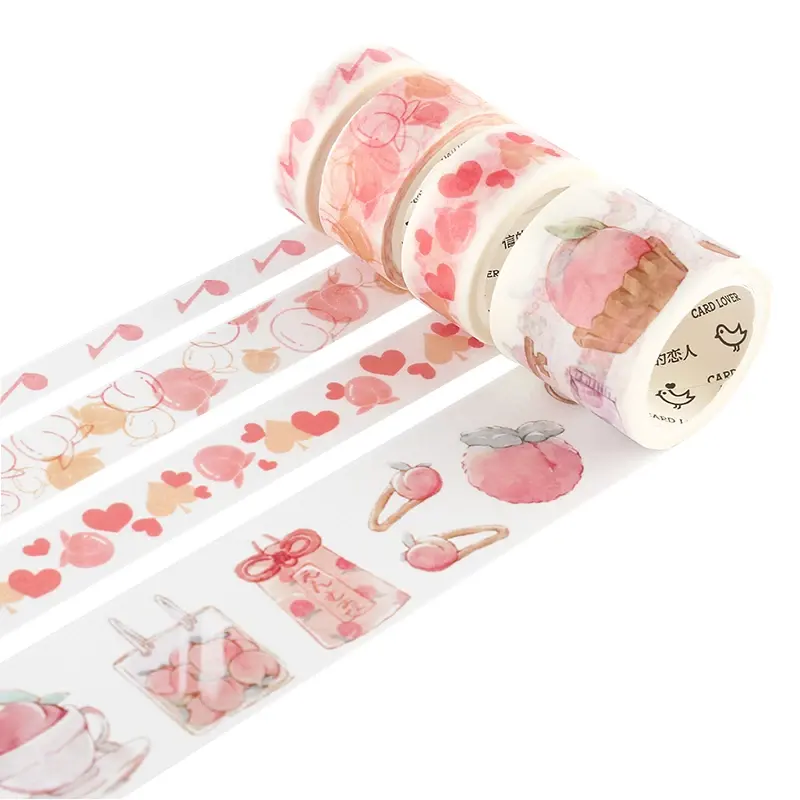 Hoge Kwaliteit Groothandel Custom Washi Tape Afdrukken Goud Folie Logo Kawaii Maskeren Papierrol Washi Tape