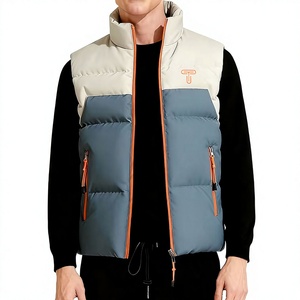 Gilet matelassé d'hiver décontracté en toile de haute qualité, coupe-vent, imperméable, avec fermeture éclair, à capuche, sans manches, en polyester - Product Image 1