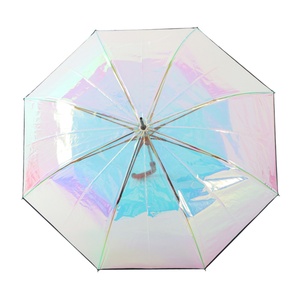 Promotion Custom logo Fashion Wholesale Laser rainbow Waterproof Outdoor <b>Umbrella</b> with Plastic Curved Handle Travel - Product Image 4