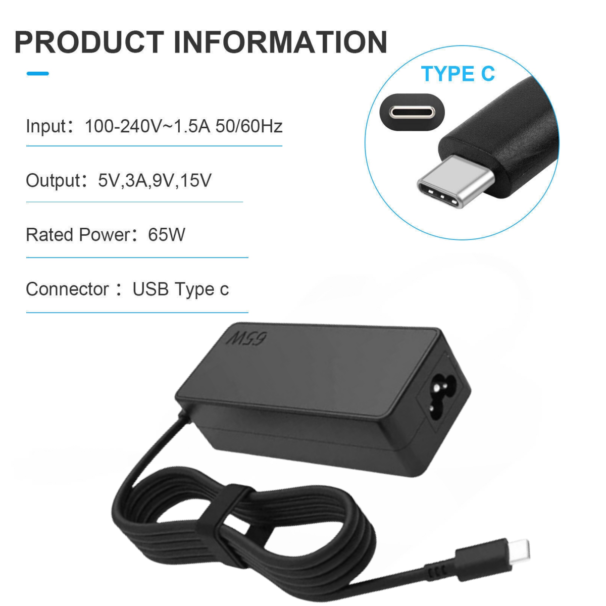 Chargeur Lenovo 65W, USB C Ordinateur Portable pour Lenovo ThinkPad T470 T480 T580 T490 T590 E480 E580 E490 E590 Chromebook - Informatique