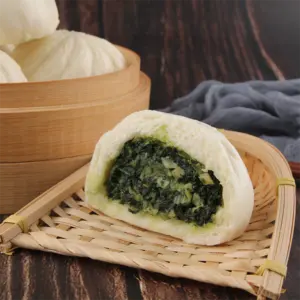 HACCP Certified Shepherd's Purse Bun Vegetarian Steamed Baozi Chinese Green Vetegable Bun