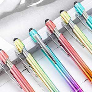 Click Retractable Stylus Ballpoint Pen with Gradient Aluminum Barrel, Custom Logo Imprint for Promotional Gifts - Product Image 2