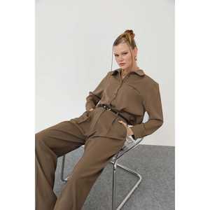 Pantalon à jambes larges pour femme, kaki, fermeture à boutons, 32175PNT - Product Image 5