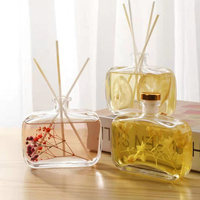Bouteille d'arôme en verre de diffuseur de roseau personnalisée 100ml 200ml bouteilles de diffuseur de roseau plat vide parfum avec bouchons