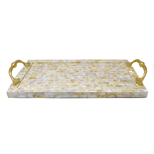 Plateau de service en nacre de qualité supérieure avec incrustation de coquillages naturels à prix abordable, plateau en nacre au look luxueux - Product Image 2