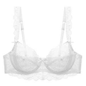 Soutien-gorge en dentelle transparente blanche, coupe trois quarts, lingerie féminine, usage quotidien - Product Image 1