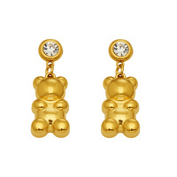 Nouvelles boucles d'oreilles pendantes pour femme, style européen et américain, motif ours agressif, incrustation de zircon, style simple et luxueux, en acier inoxydable plaqué or 18 carats