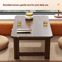 Table basse pliante moderne avec design fenêtre flottante pour balcon et rebord de fenêtre, cadre en bois, confort à bas niveau