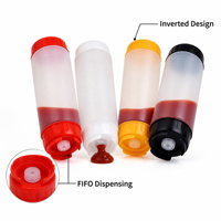 Botol Saus HDPE FIFO dengan Katup Silikon, Mulut Lebar, Dispenser Bumbu untuk Kecap dan BBQ dengan Cetak Logo Kustom